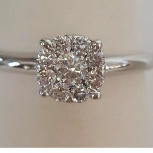 💍14k Solid White Gold Diamond Halo Ring💍